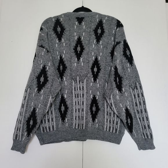 Vintage Knit Sweater Black Grey Size Large - Picture 7 of 10